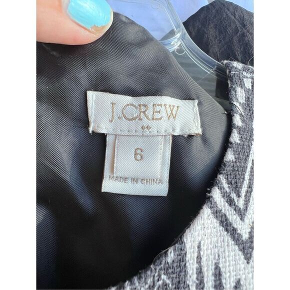 J. Crew black and white Ikat Aztec geometric print cotton mini dress, sz 6 - Picture 4 of 5